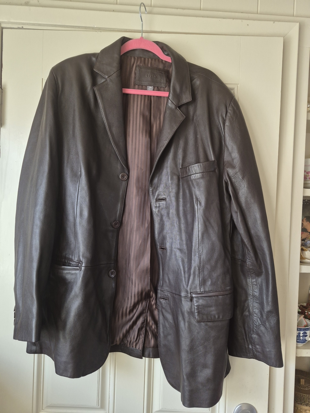 Apt 9 Men's Brown Leather 42R Blazer Jacket